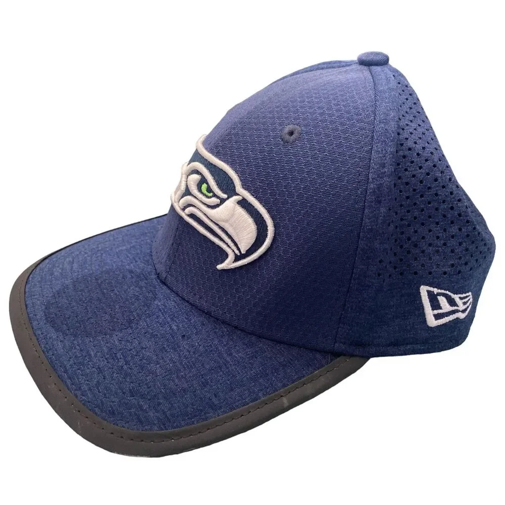 Seattle Seahawks New Era 39Thirty Training Hat Mens S/M Blue Cap NEW